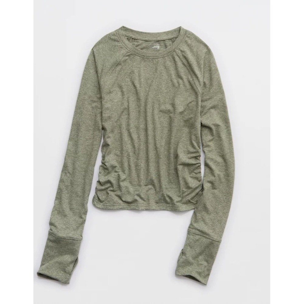 NWT OFFLINE Aerie Weekend Away Long Sleeve Shirt Green Size Large Thumbholes